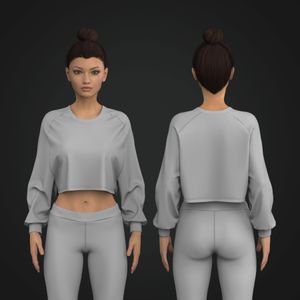 Ladies Raglan Sleeve Crop Crew Neck Sweater