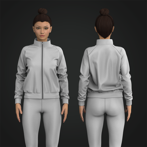 Ladies Raglan Sleeve Full Zip Cadet Collar Jacket
