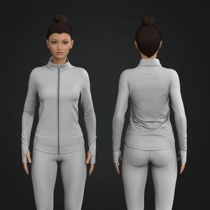 Ladies Raglan Sleeve Scallop Bottom Full Zip Cadet Collar