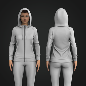 Ladies Raglan Sleeve Zip Up Fitted Hoodie