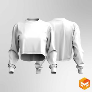 Ladies Relaxed Drop Shoulder Long Sleeve Cuffed Tee - 3D Garment
