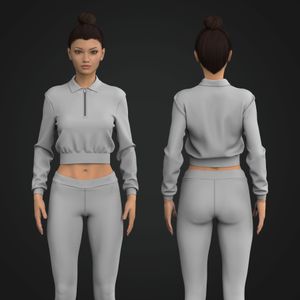 Ladies Relaxed Drop Shoulder Quarter Zip Polo Collar Crop Pullover
