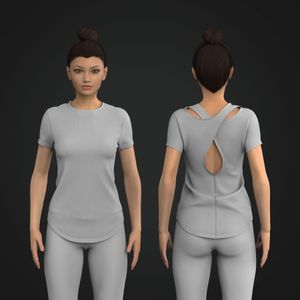 Ladies Relaxed Fit Set In Sleeve Cross Back Tee