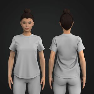 Ladies Relaxed Fit Set In Sleeve Scallop Bottom Tee