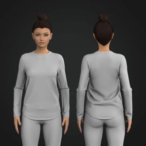 Ladies Relaxed Scallop Bottom Scoop Neck Long Sleeve Tee