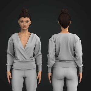 Ladies Relaxed Surplice Neckline Sweater