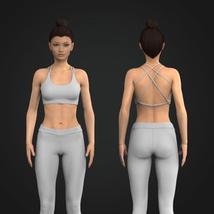 Ladies Rounded Neckline Criss Cross Adjustable Sports Bra