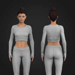 Ladies Seamless Extended Sleeves Crop Top