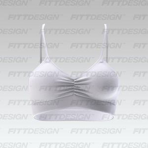 Ladies Seamless Front Ruching Ribbed Sports Bra Smart Mockup