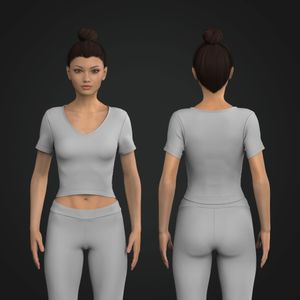 Ladies Set In Short Sleeve Fitted V Neckline Tee