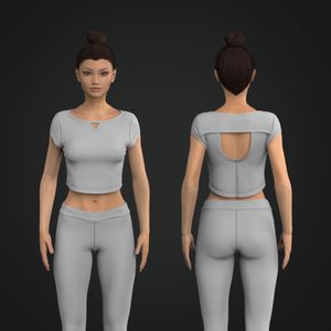 Ladies Set In Sleeve Overlapping Back Cut Out Tee
