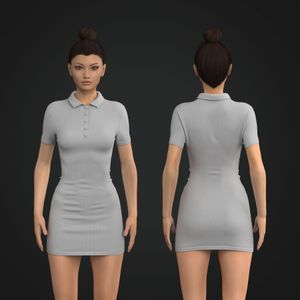 Ladies Set In Sleeve Polo Collar Fitted Dress