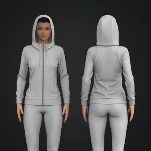Ladies Set In Sleeve Zip Up Fitted Hoodie W Cuff Bottom