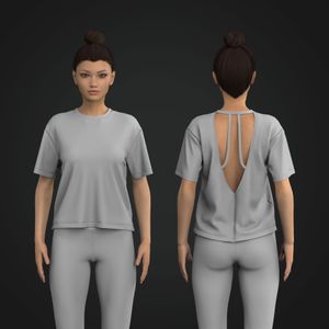 Ladies Short Sleeve Open Back Tee