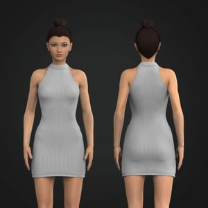 Ladies Sleeveless High Neck Ribbed Dress