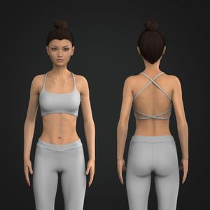 Ladies Square Off Neckline W Criss Cross Back Opening Sports Bra