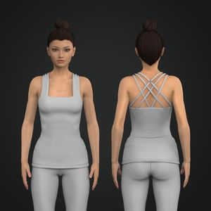 Ladies Squared Neckline Interlocking Criss Cross Tank Top
