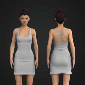 Ladies Squared Off Interlocking Back Straps Dress
