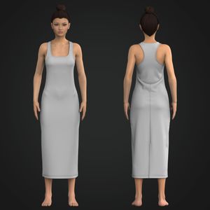 Ladies Squared Off Neckline Midi Racer Back Dress