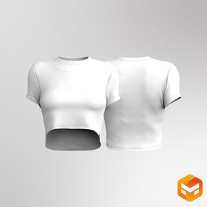 Ladies Stepped Hem Crop Tee - 3D Garment