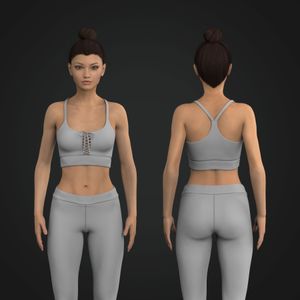 Ladies Strappy Rounded Neckline Front Lace Sports Bra