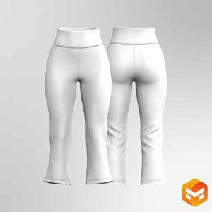 Ladies Super High Waisted Flared Capri Leggings - 3D Garment