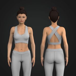 Ladies V Neckline Cross Back Sports Bra