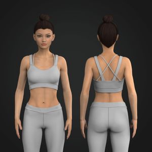 Ladies V Neckline Strappy Cross Back Sports Bra