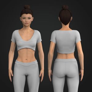 Ladies V-Shaped Neckline Cap Sleeve Tee