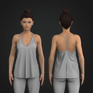 Ladies V-Shaped Neckline Flowy Tank Top