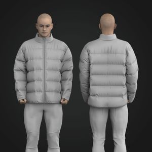 Mens Cadet Collar Full Zip Puffer Jacket