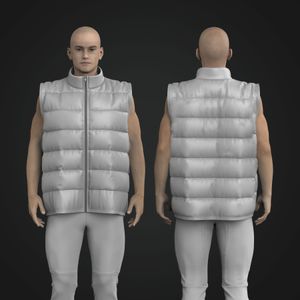 Mens Cadet Collar Full Zip Puffer Vest