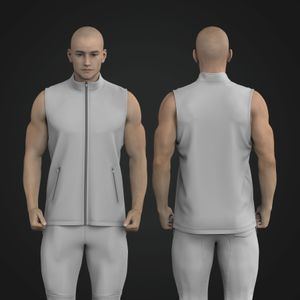 Mens Cadet Collar Sleeveless Full Zip