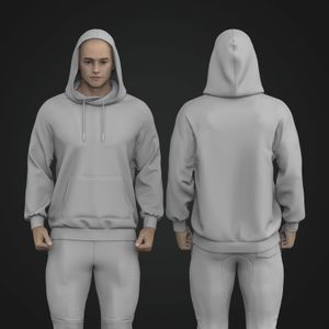 Mens Drop Shoulder Pull Over Hoodie