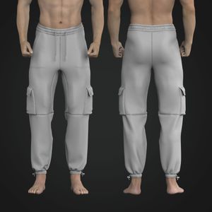 Mens Elastic Cuff Woven Cargo Joggers
