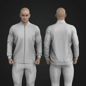 Mens Full Zip Mandarin Collar Jacket