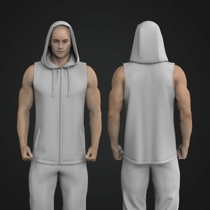 Mens Full Zip Sleeveless Hoodie