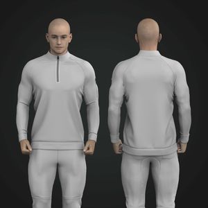 Mens High Neck Long Sleeve Quarter Zip