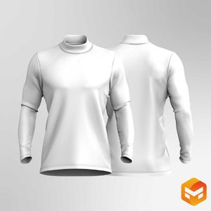 Mens High Neck Long Sleeve Tee - 3D Garment