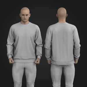 Mens Long Sleeve Drop Shoulder Crew Neck Sweater