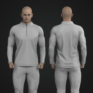 Mens Long Sleeve Raglan Quarter Zip T-Shirt