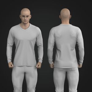 Mens Long Sleeve V-Shaped Neckline Tee
