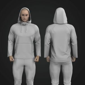 Mens Multi Purpose Raglan Sleeve Cowl Neck Hoodie