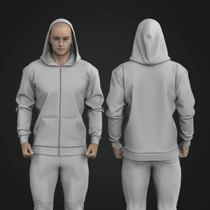Mens Organic Lounge Full Zip Drop Shoulder Oversized Hoodie