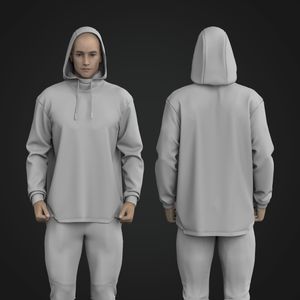 Mens Overlapping Split Hem Oversized Hoodie