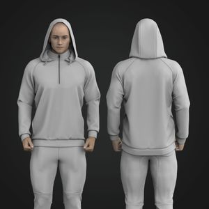 Mens Oversized Half Zip Hoodie