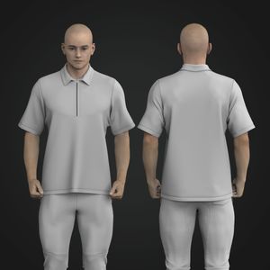 Mens Quarter Zip Drop Shoulder Oversized Polo Collar Tee