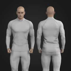 Mens Raglan Long Sleeve High Neck Compression Tee