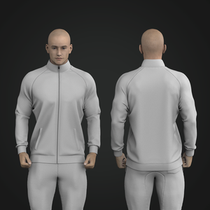 Mens Raglan Sleeve Pullover Tracksuit Full Zip Cadet Collar Jacket