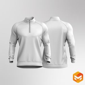 Mens Raglan Sleeve Pullover Quarter Zip Cadet Collar Sweater - 3D Garment